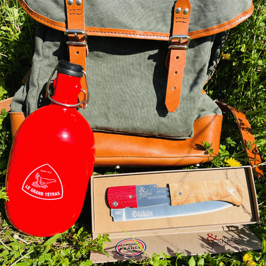 EMERO - Coffret Nomade Couteau, Étui Cuir & Gourde - Origine : France 🇫🇷