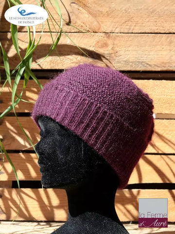 EMERO - Bonnet en laine Mohair et Soie Prune - Origine : France