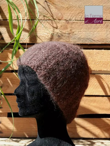 EMERO - Bonnet laine Mohair Chocolat – Tricot main - Origine : France