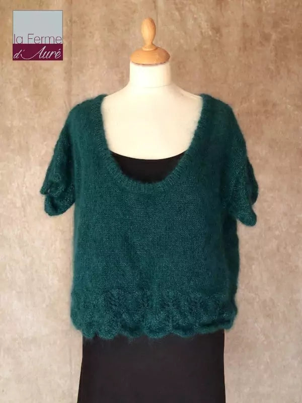 EMERO - Pull Mohair et Soie femme Bleu Paon - Origine : France