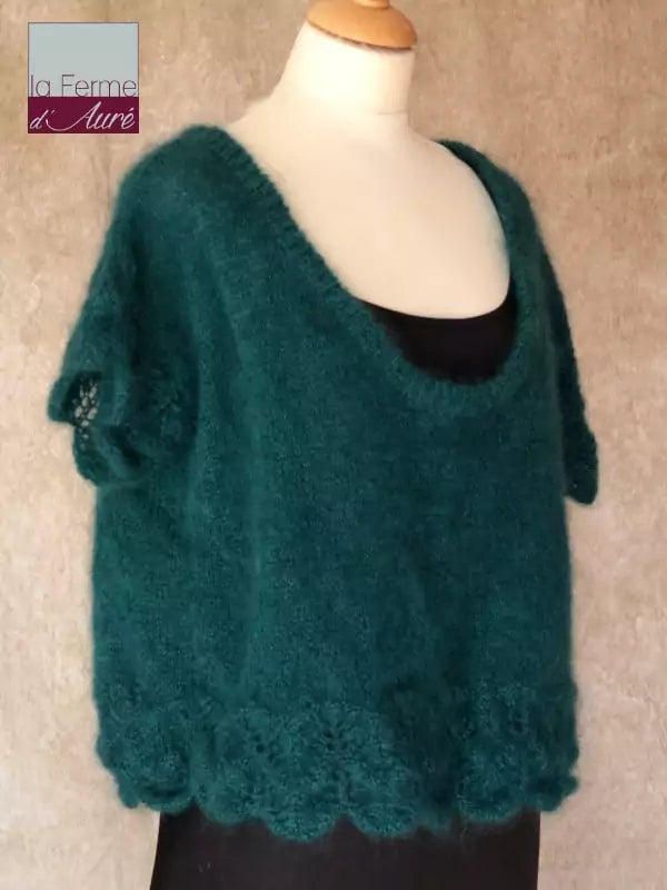 EMERO - Pull Mohair et Soie femme Bleu Paon - Origine : France