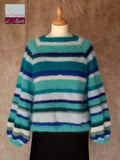 EMERO - Pull Mohair et Soie femme Rayures Bleus - Origine : France