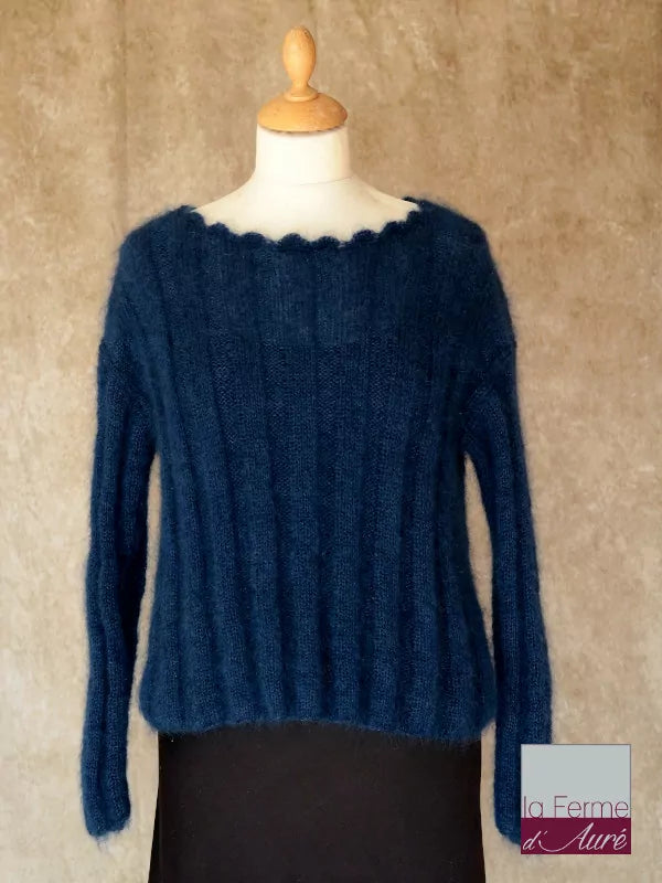 EMERO - Pull Mohair et Soie femme Bleu Nuit, modèle Nairobi - Origine : France