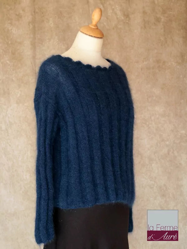 EMERO - Pull Mohair et Soie femme Bleu Nuit, modèle Nairobi - Origine : France