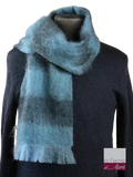 EMERO - Écharpe Homme - Mohair et Soie - Carreaux écume (Petit modèle) - Origine : France (Tarn)
