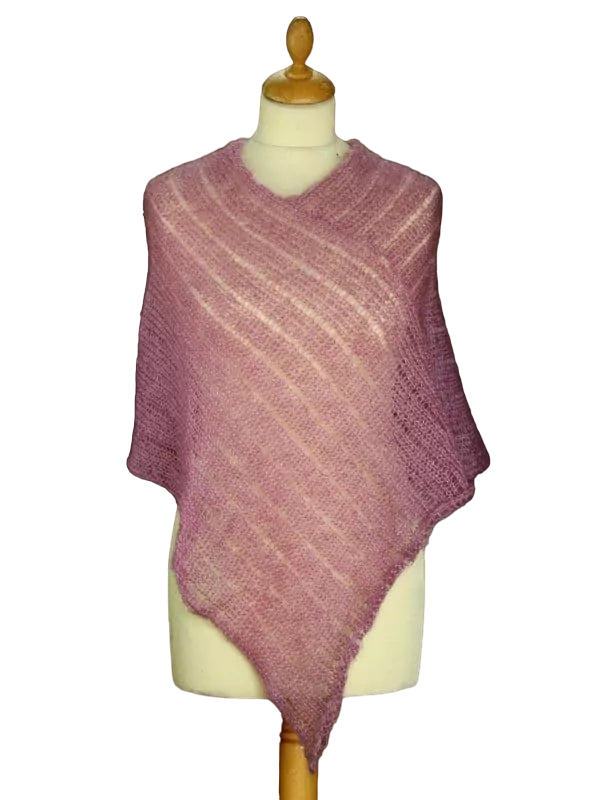 EMERO - Poncho Femme - Mohair et Soie - Rose foncé - Origine : France