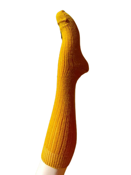 EMERO - Chaussettes Mi-bas Chaudes - Mohair - Jaune - Origine : Hérault (France)