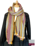 EMERO - Etole Luxe Femme - Soie & Mohair - Rayée Jaune / Bordeaux - Origine : France