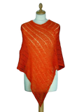 EMERO - Poncho Femme - Mohair et Soie - Orange Citrouille - Origine : France