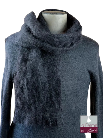 EMERO - Écharpe Homme - Mohair et Soie - Noir (Petit Modèle) - Origine : France (Tarn)