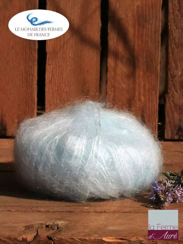 EMERO - Laine à tricoter - Mohair et Soie - Bleu Pastel - Origine : France