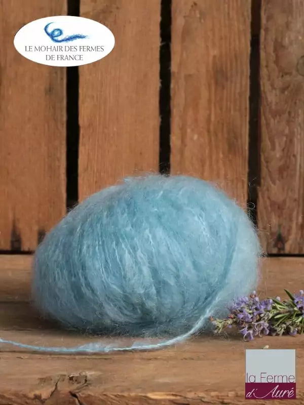 EMERO - Pure laine mohair à tricoter -  Bleu Baltique - Origine : France