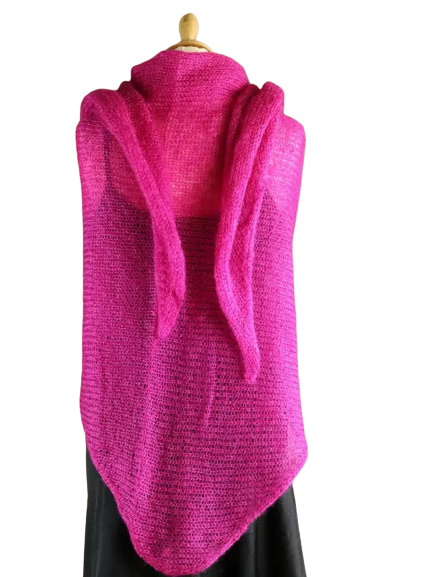 EMERO - Châle Femme en Mohair et Soie - Rose Fushia - Origine : Hérault (France)