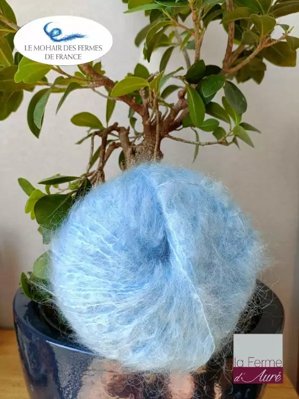 EMERO - Pure laine mohair à tricoter -  Bleu Baltique - Origine : France