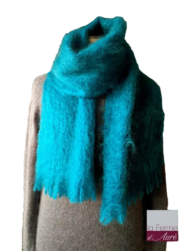 Echarpe Homme en laine Mohair Bleu Petit modèle - Echarpe Laine