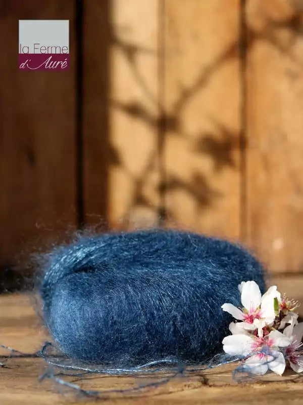 EMERO - Laine à tricoter - Mohair et Soie - Bleu Arctique - Origine : France