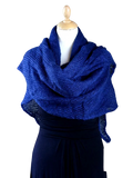 EMERO - Châle Femme en Mohair et Soie - Bleu Nuit- Origine : Hérault (France)