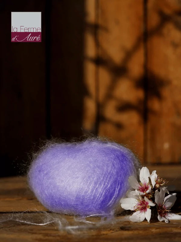 EMERO - Laine à tricoter - Mohair et Soie - Violet Lilas Réussite - Origine : France