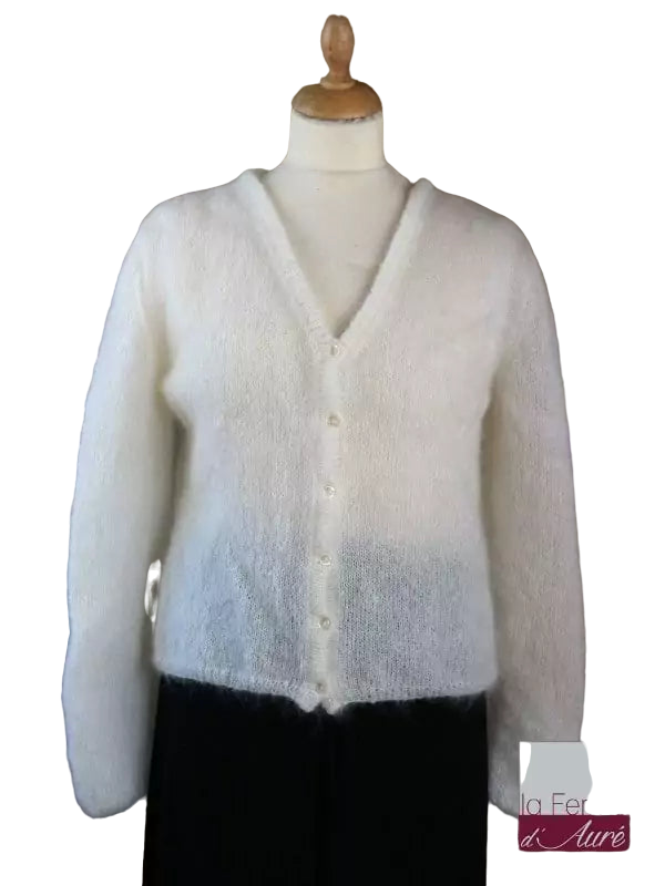 EMERO - Gilet Femme - Mohair et Soie - Écru - Origine : France