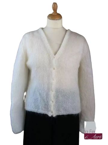 EMERO - Gilet Femme - Mohair et Soie - Écru - Origine : France