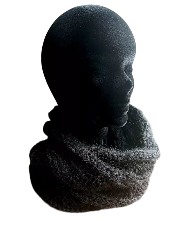 EMERO - Snood Homme - Mohair et Soie - Noir - Origine : France