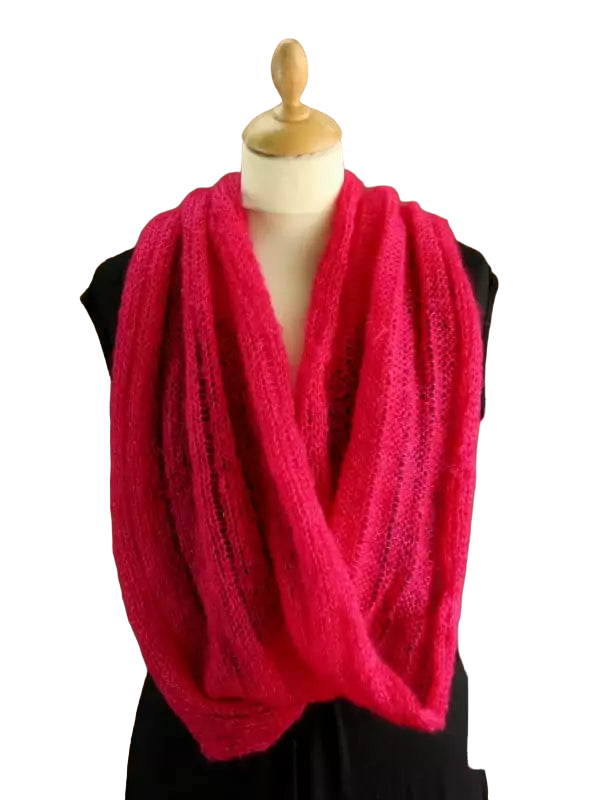 EMERO - Snood - Mohair et Soie - Rose Fushia - Origine : France