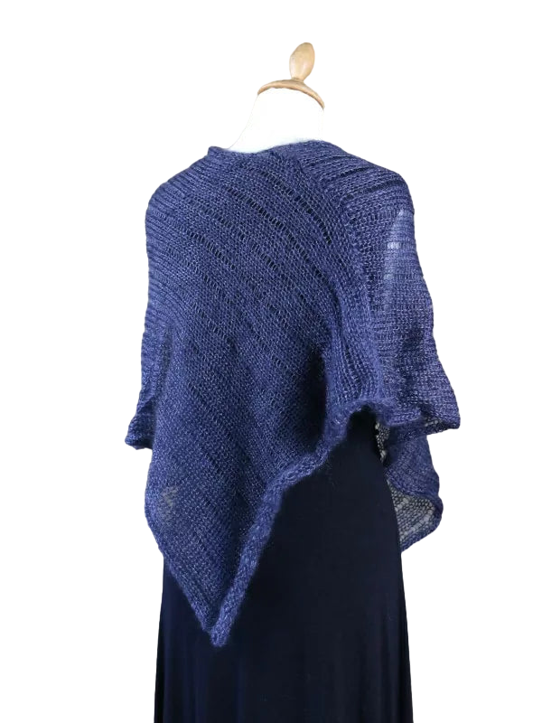 EMERO - Poncho Femme - Mohair et Soie - Gris Ardoise - Origine : France