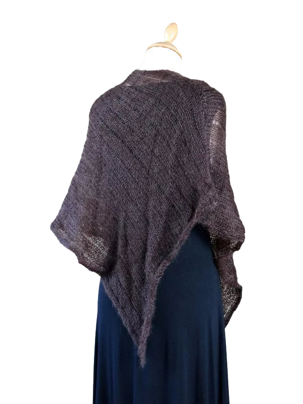 EMERO - Poncho Femme - Mohair et Soie - Chocolat - Origine : France