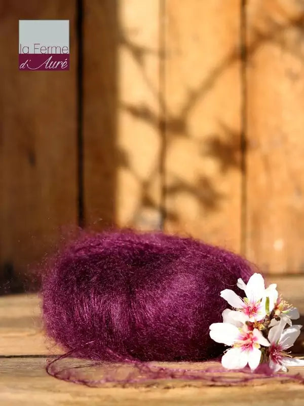 EMERO - Laine à tricoter - Mohair et Soie – Prune -  Origine : France