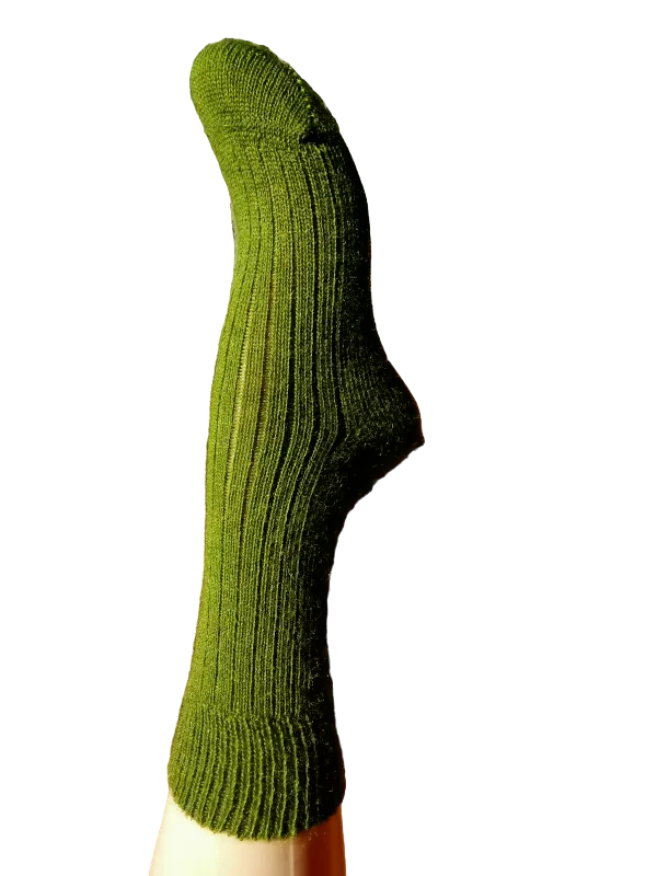 EMERO - Chaussettes Chaudes – Laine et Mohair - Vert Olive - Origine : Hérault (France)