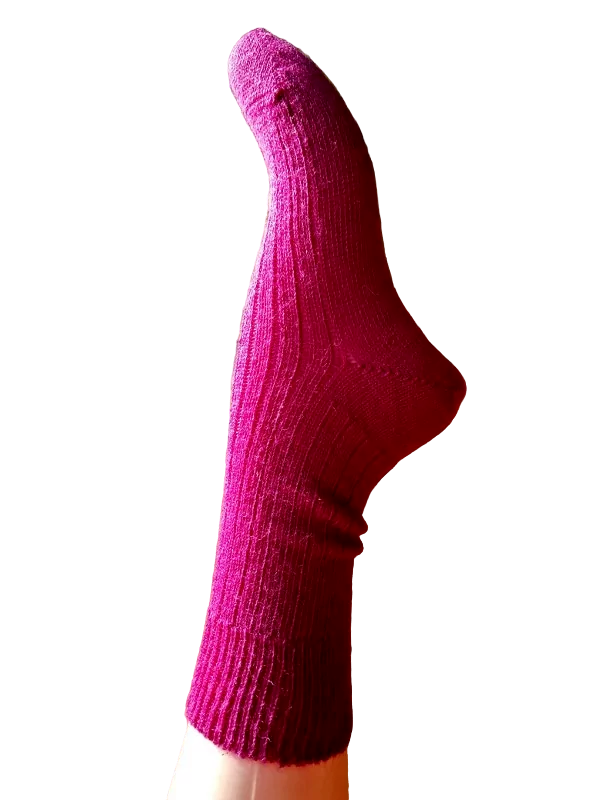 EMERO - Chaussettes Chaudes – Laine et Mohair - Rose  - Origine : Hérault (France)