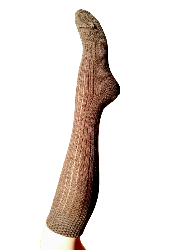 EMERO - Chaussettes Mi-bas Chaudes - Mohair - Marron - Origine : Hérault (France)