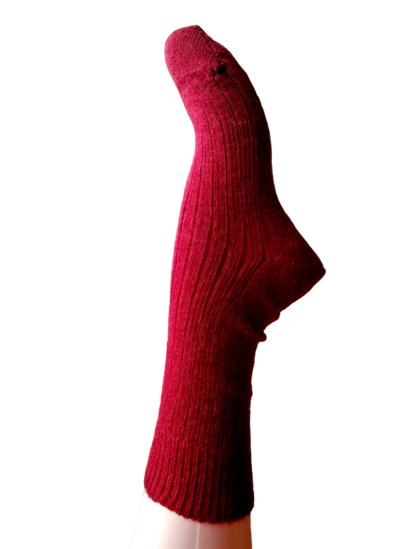 EMERO - Chaussettes Chaudes – Laine et Mohair - Rouge - Origine : Hérault (France)